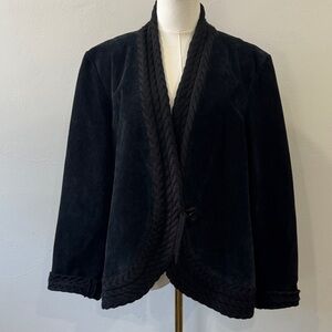 Coldwater Creek Suede & Wool-Blend Cable Knit Jacket – Size 1X